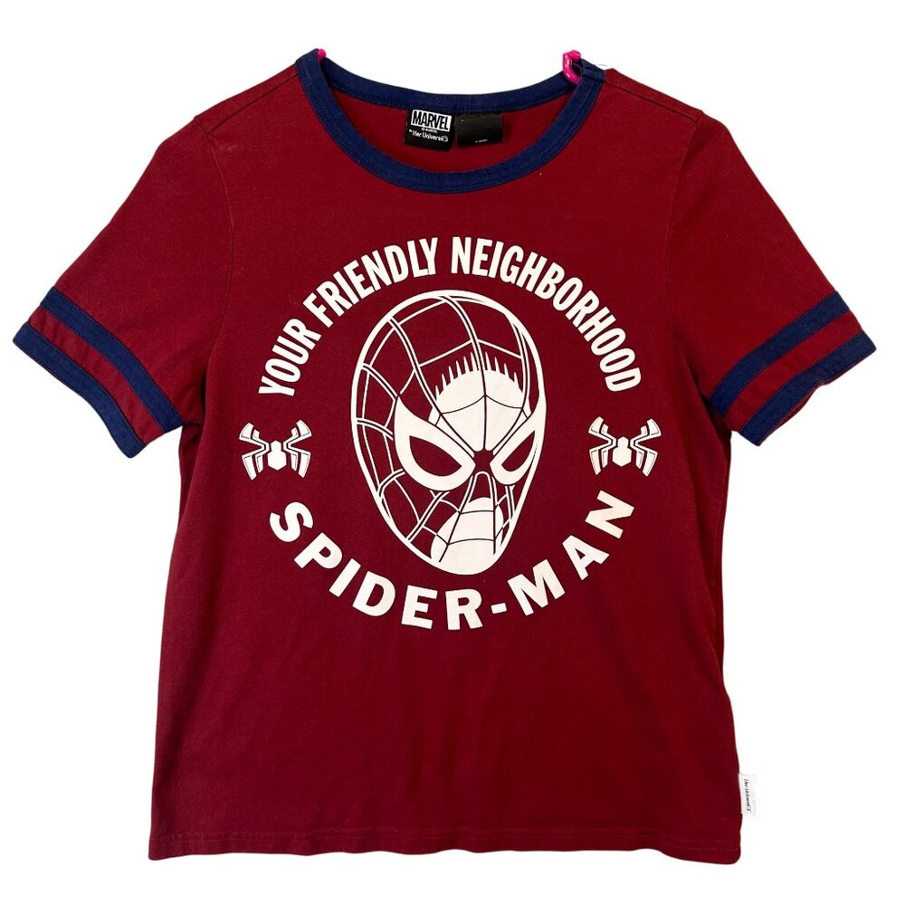 Your Friendly Neighborhood Spider-Man Red Ringer Tee By Her Universe Size XS